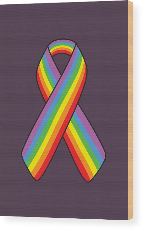 Lgbt Ribbon - Wood Print