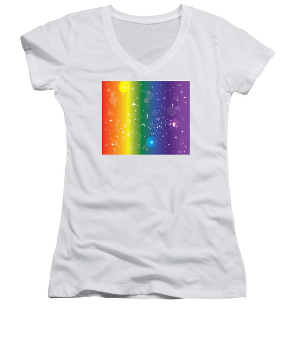 Rainbow Pride With Sparkles - Women's V-Neck (Athletic Fit)