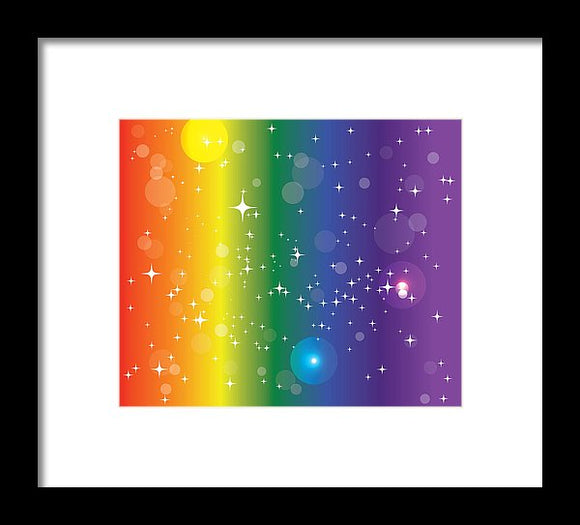 Rainbow Pride With Sparkles - Framed Print