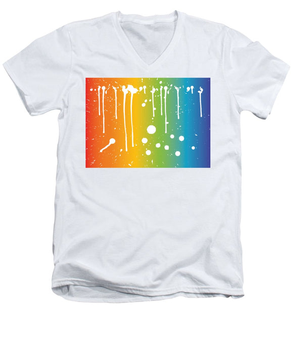Rainbow Pride With White Paint Splodges - Men's V-Neck T-Shirt