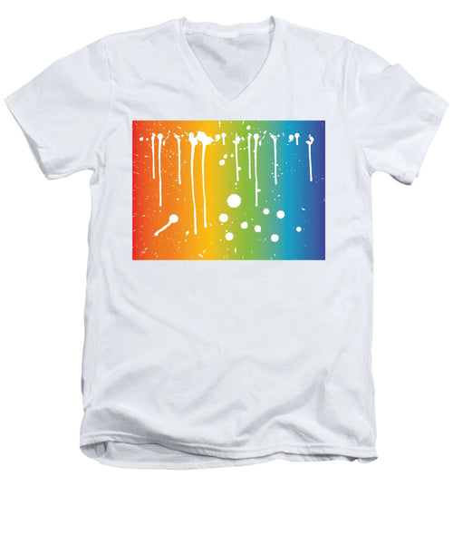 Rainbow Pride With White Paint Splodges - Men's V-Neck T-Shirt